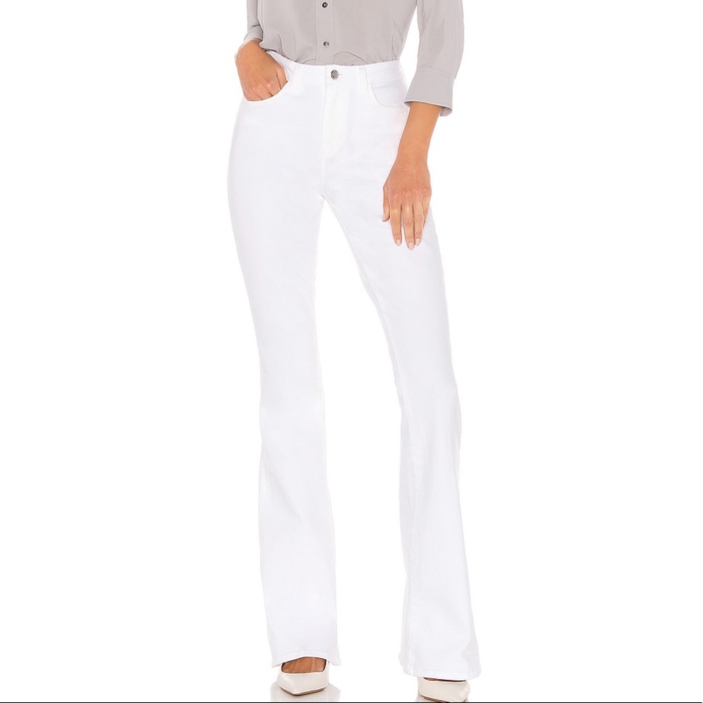 White High Rise Flare Jeans
